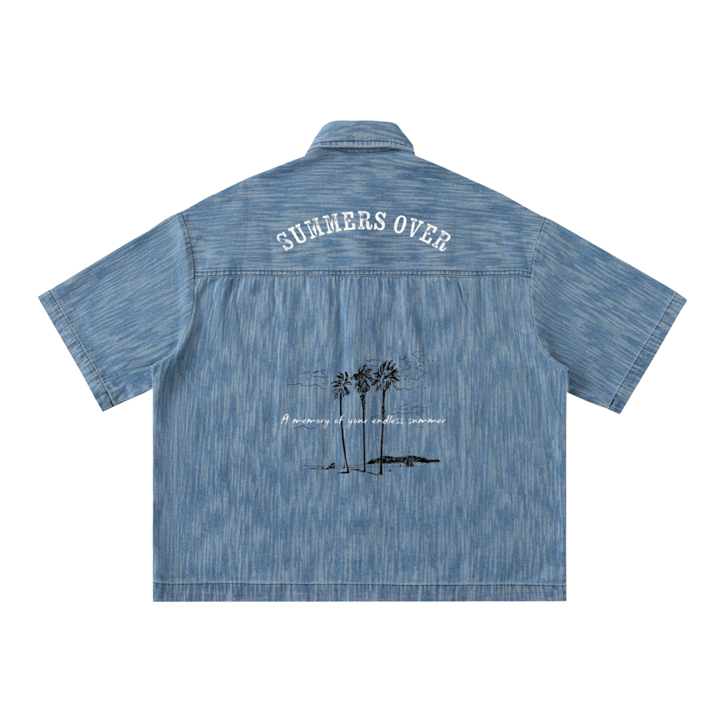 Distressed Wash Short-Sleeve Shirt